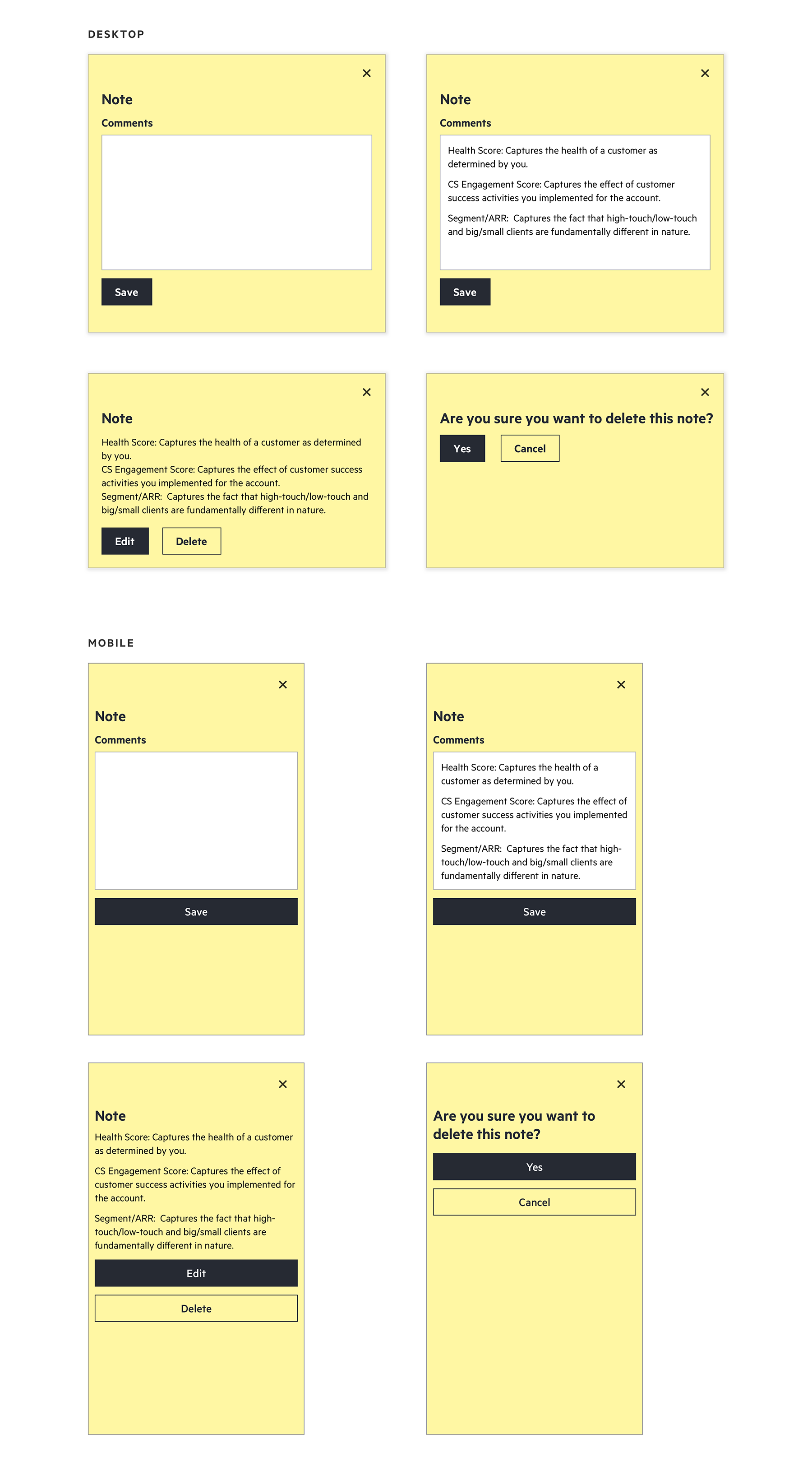 A mock up representing note component.